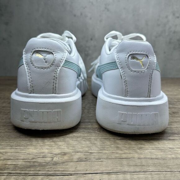 Puma~Women’s~”Oslo Maja”~White/Blue Platform Trainers Sneakers~Size 7 - Picture 4 of 8